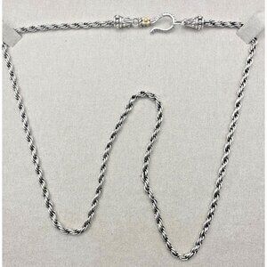 Barbara Bixby Rope Chain Necklace Sterling Silver 18K Gold 20" Decorative Clasp